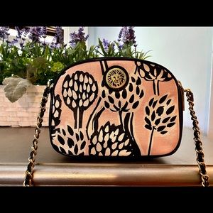 Anne Klein pink and black floral shoulder bag
